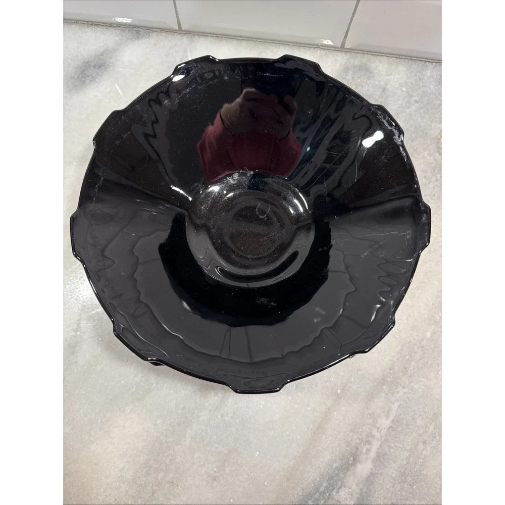 Art Deco 1930's Black Amethyst Serving Bowl And Platter Imperial GlassCo OLA0022